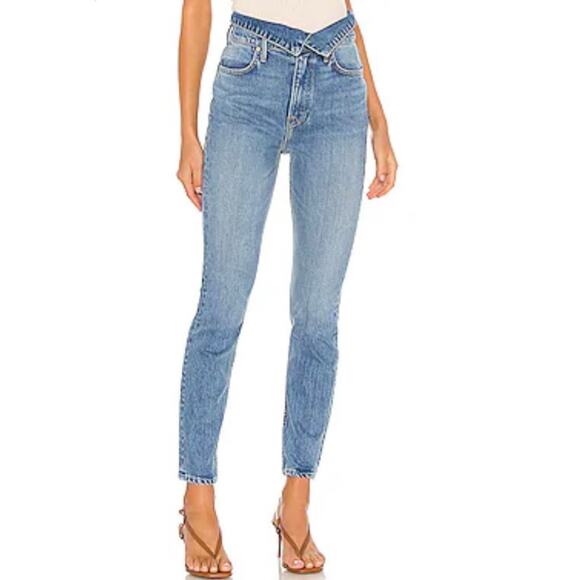 GRLFRND Skinny Leg High Rise Foldover Waist Nadine Jeans In Now You Know Size 27 - Picture 1 of 6